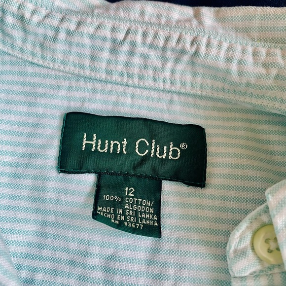 Mint and white stripe button up blouse, women size 12 - Picture 4 of 4